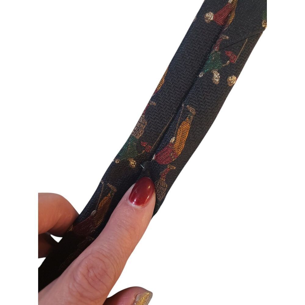 Vintage Jos A Bank Premier Collection Mens Tie Necktie Novelty Blue with Golfers - Picture 7 of 13